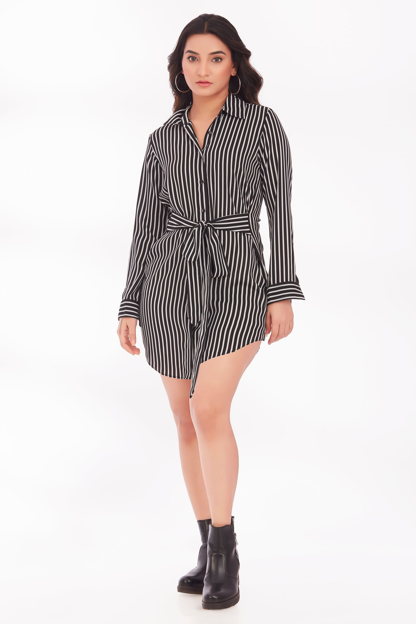 Comfy shirt dress with tie up waist
