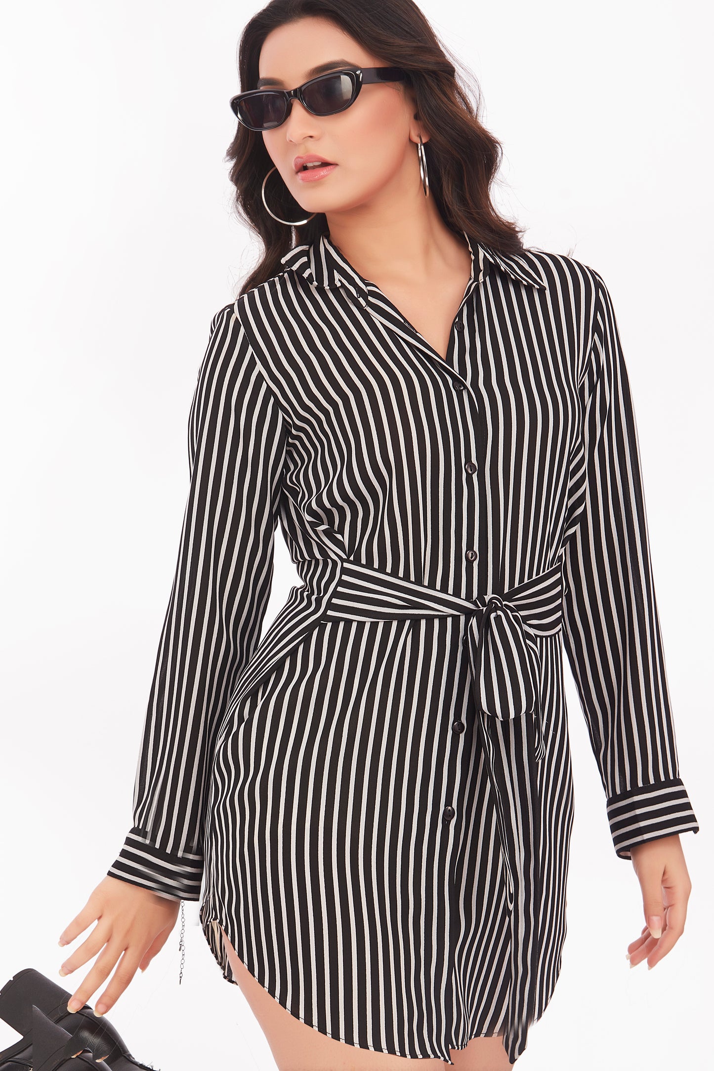 Comfy shirt dress with tie up waist