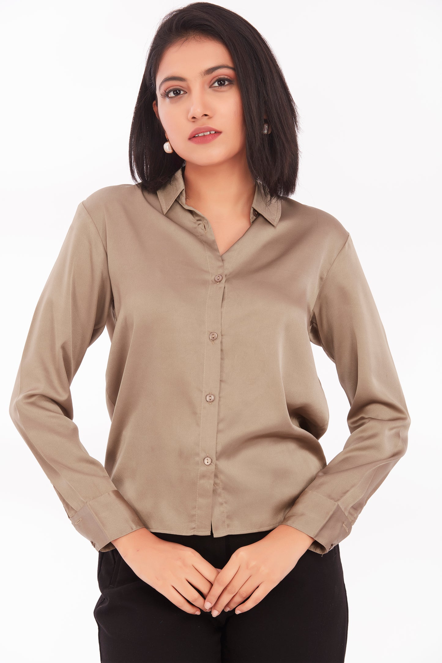 Chocolate satin shirt