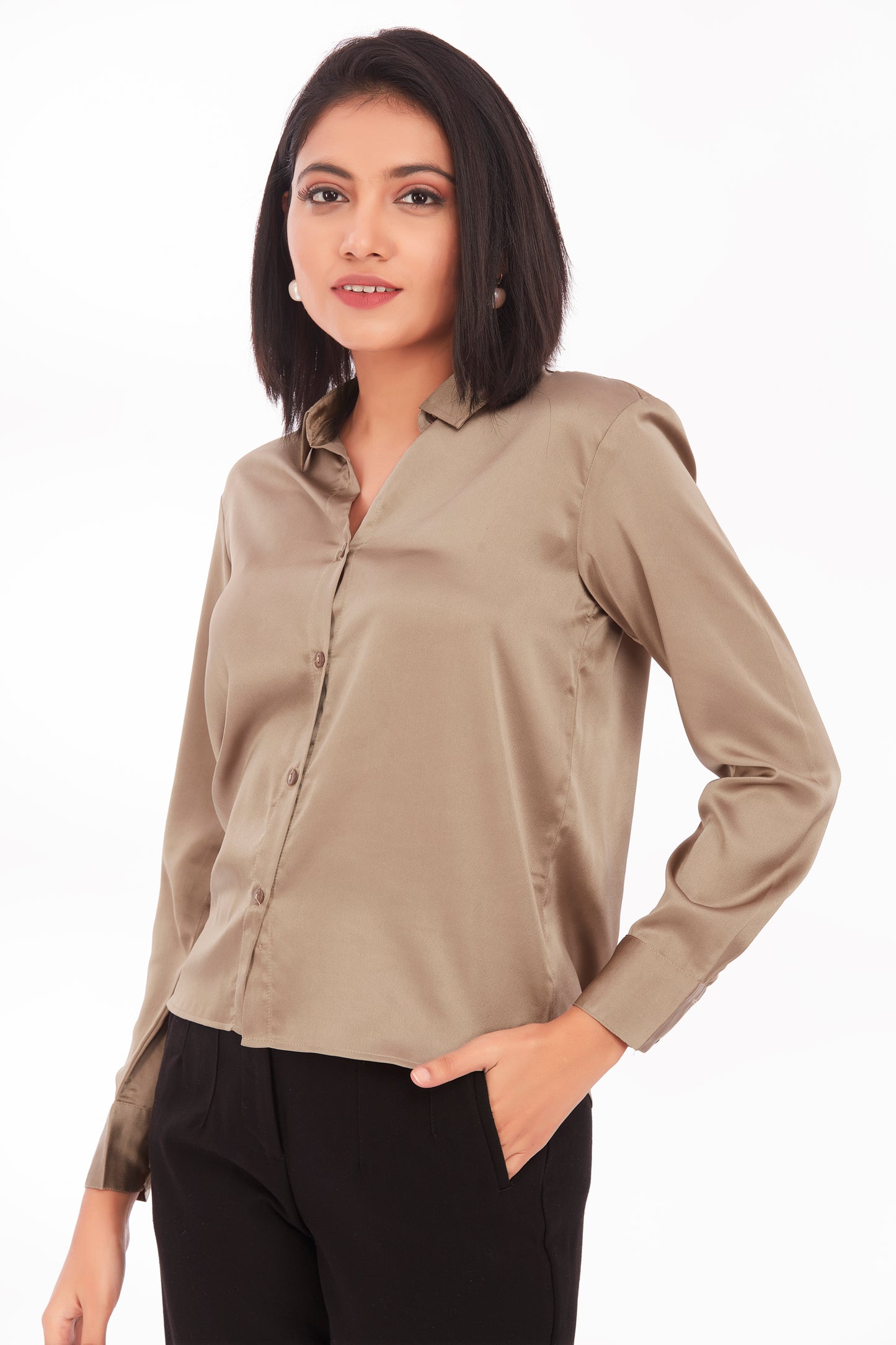 Chocolate satin shirt