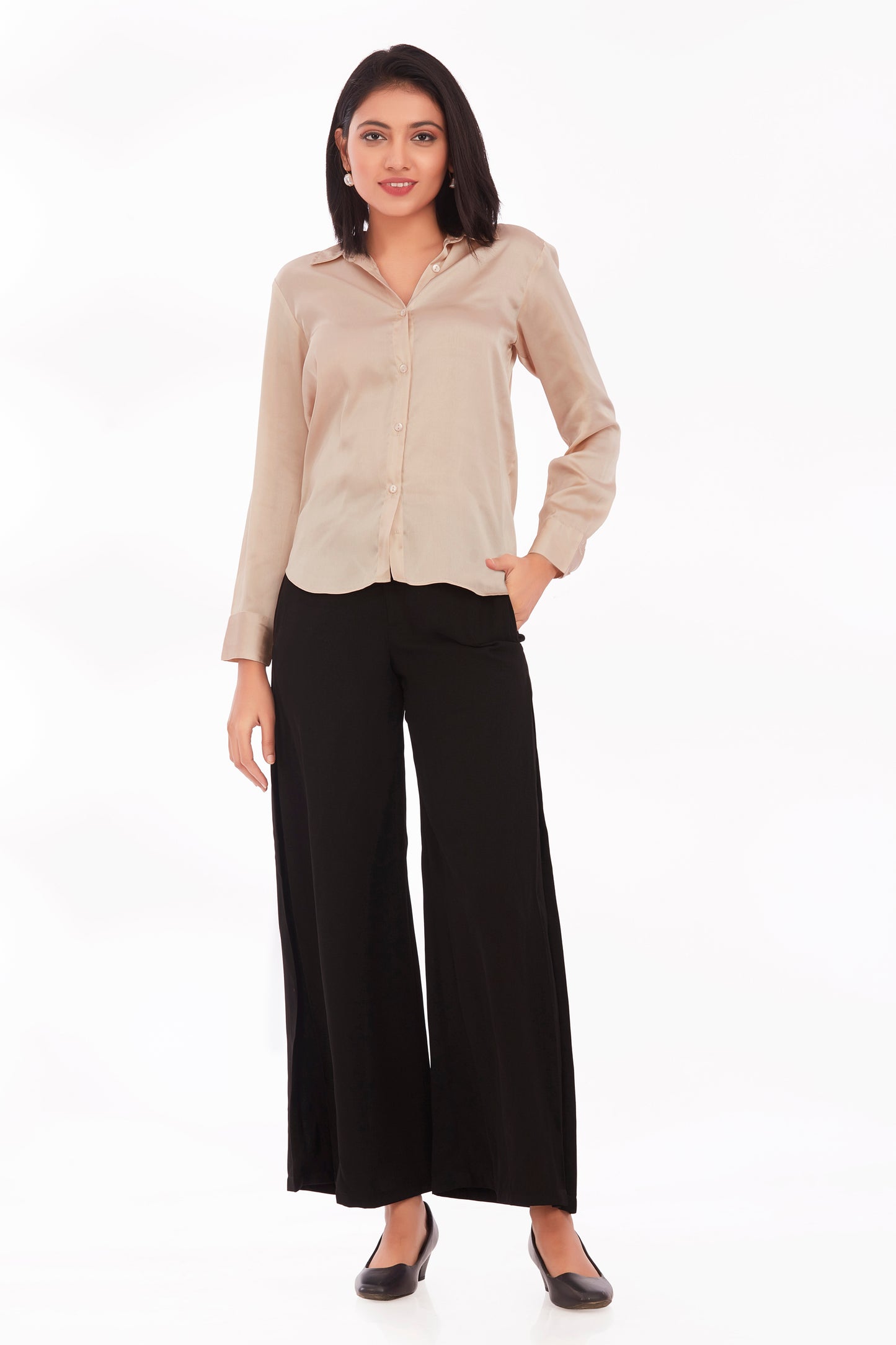 Beige satin shirt