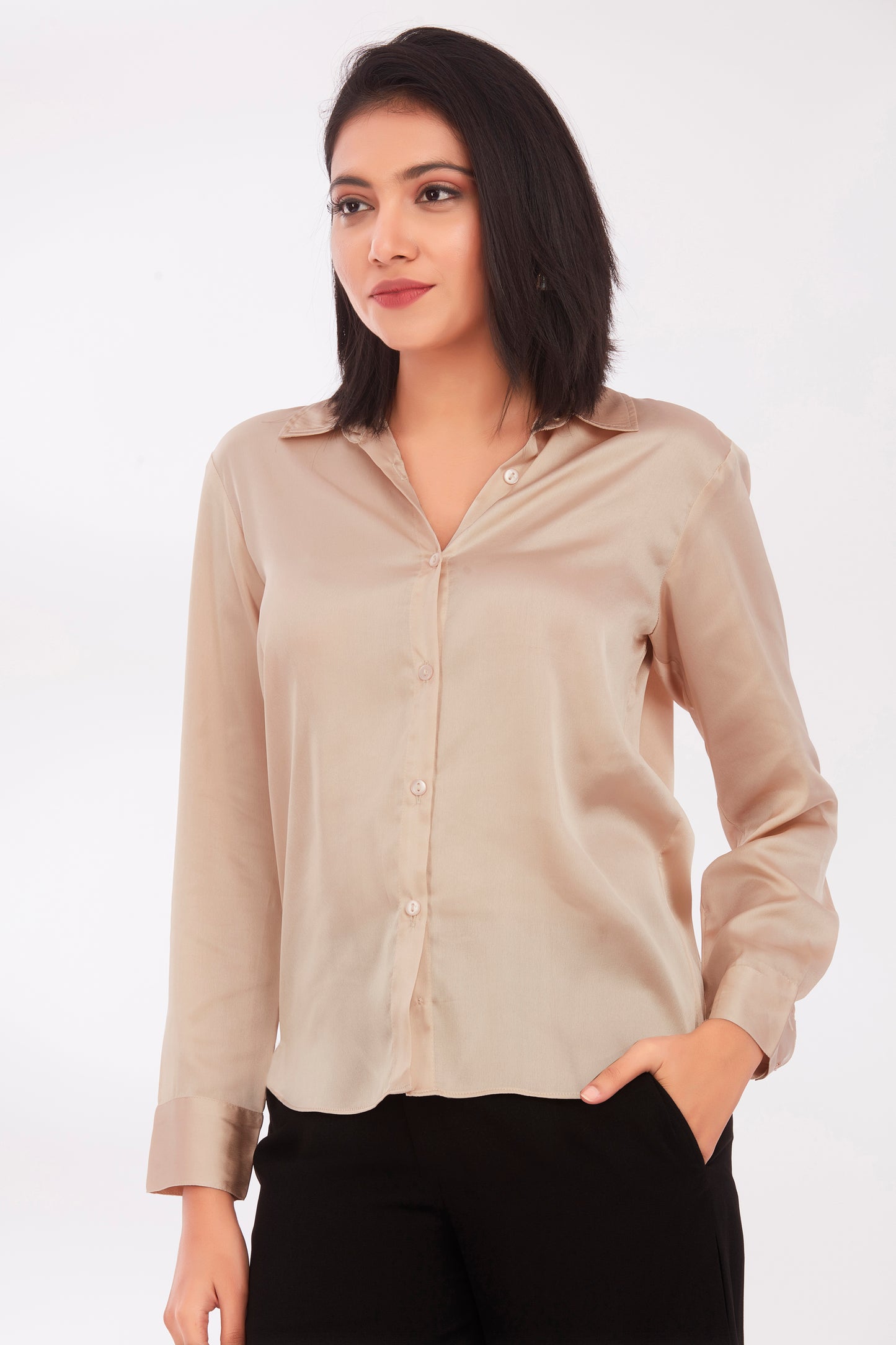 Beige satin shirt