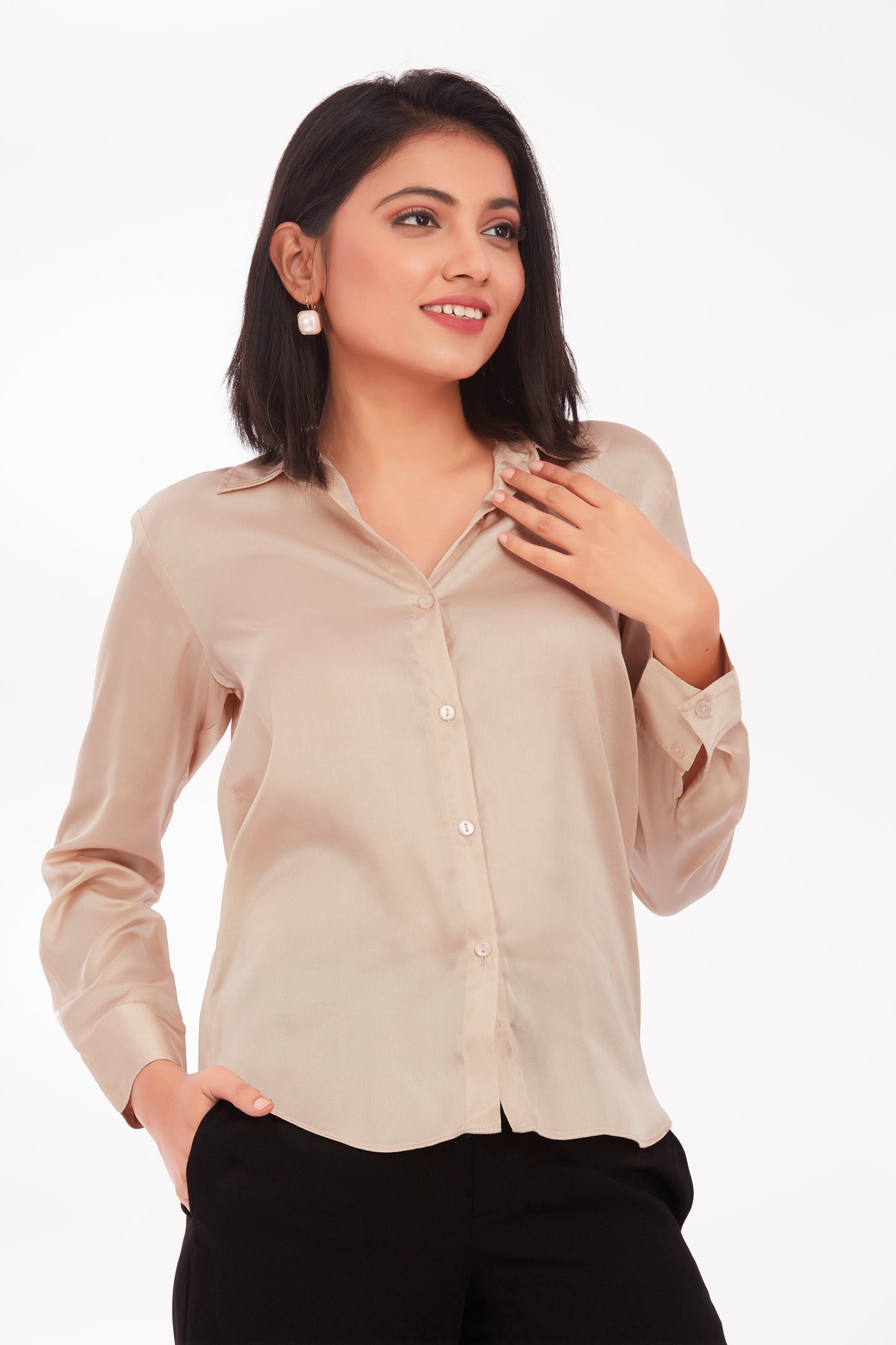 Beige satin shirt