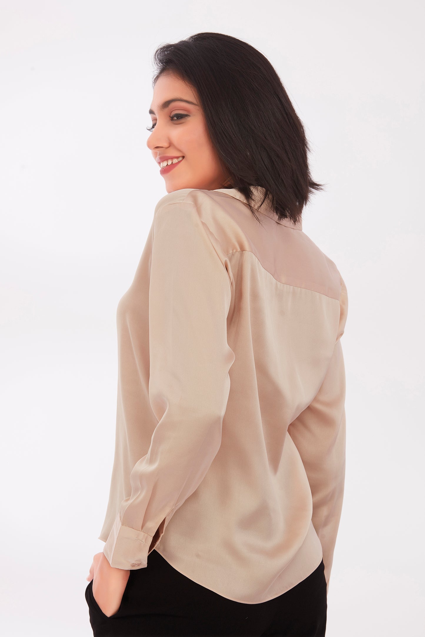 Beige satin shirt