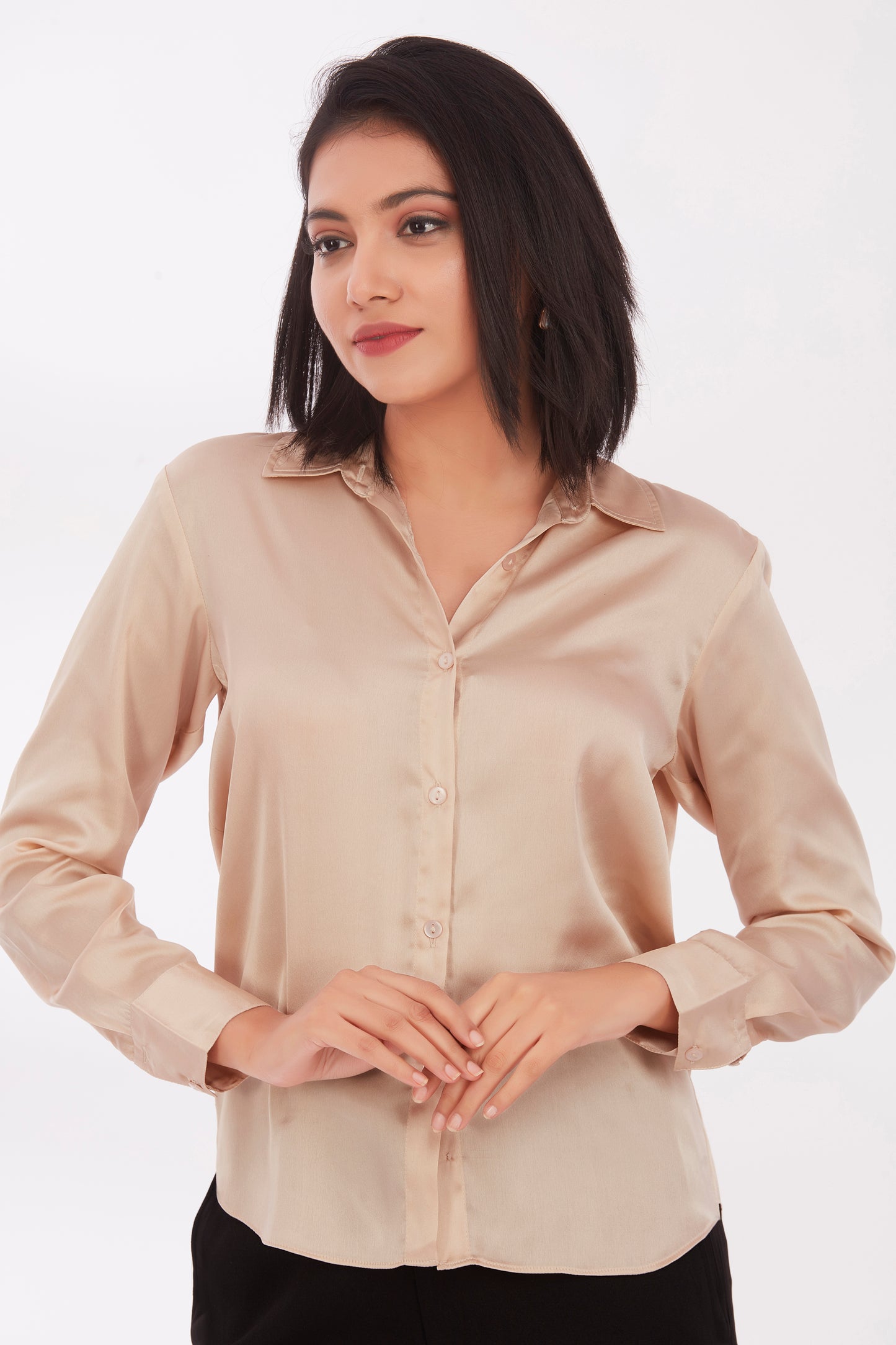 Beige satin shirt