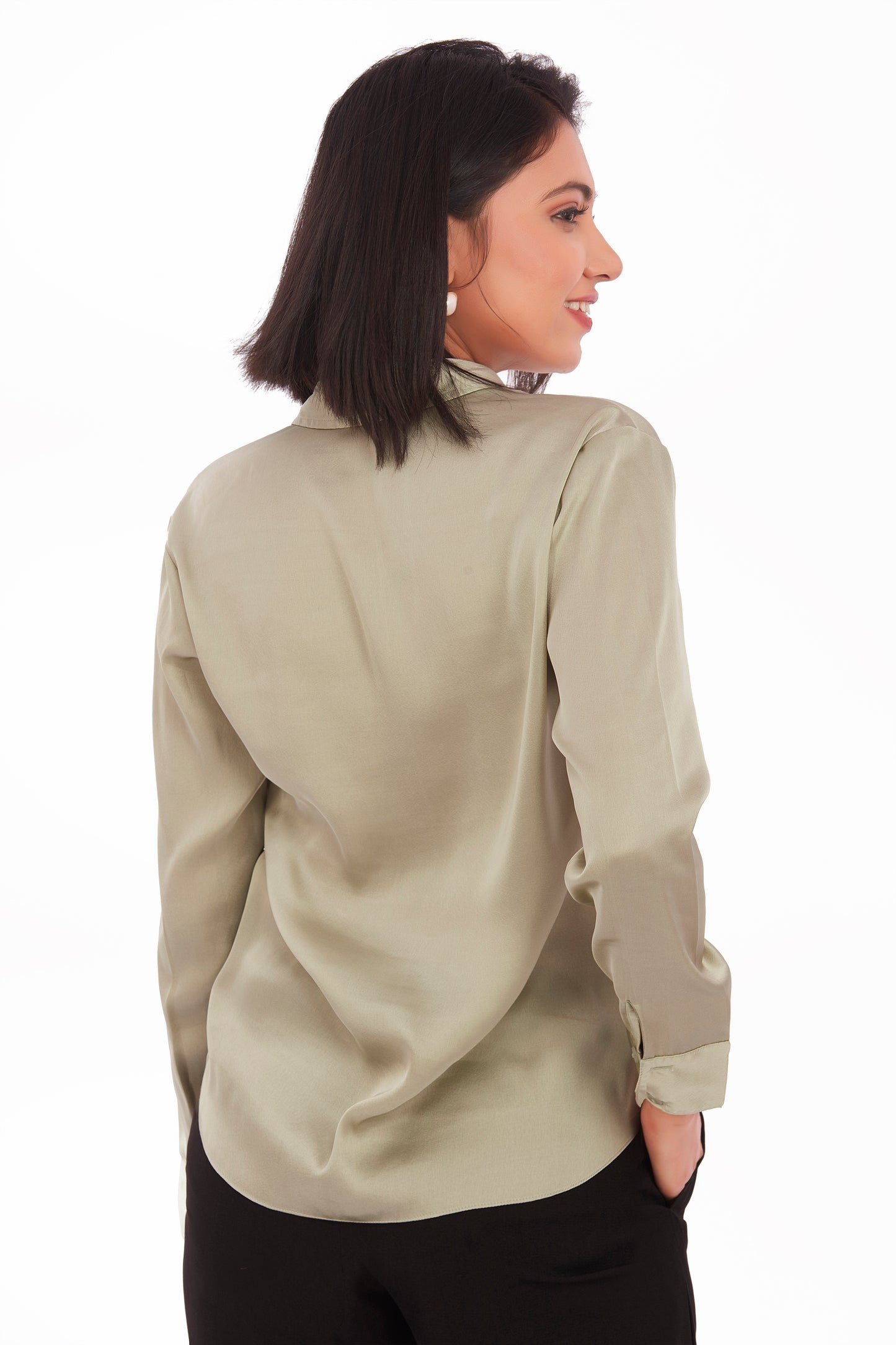 Khaki satin shirt