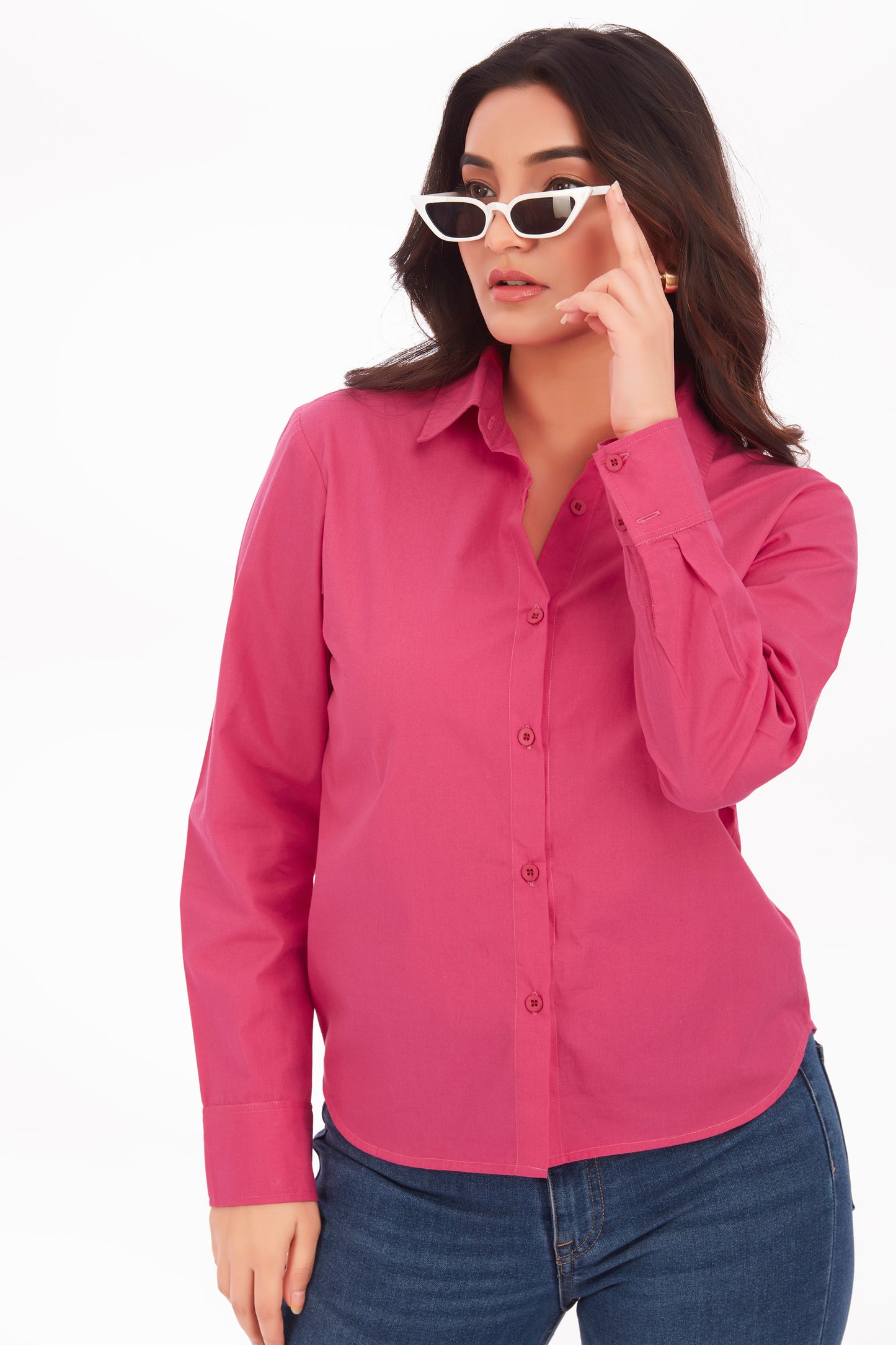 Hot pink poplin shirt