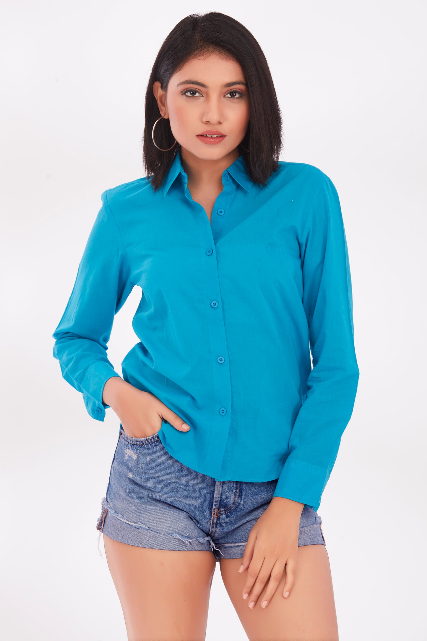 Blue poplin shirt