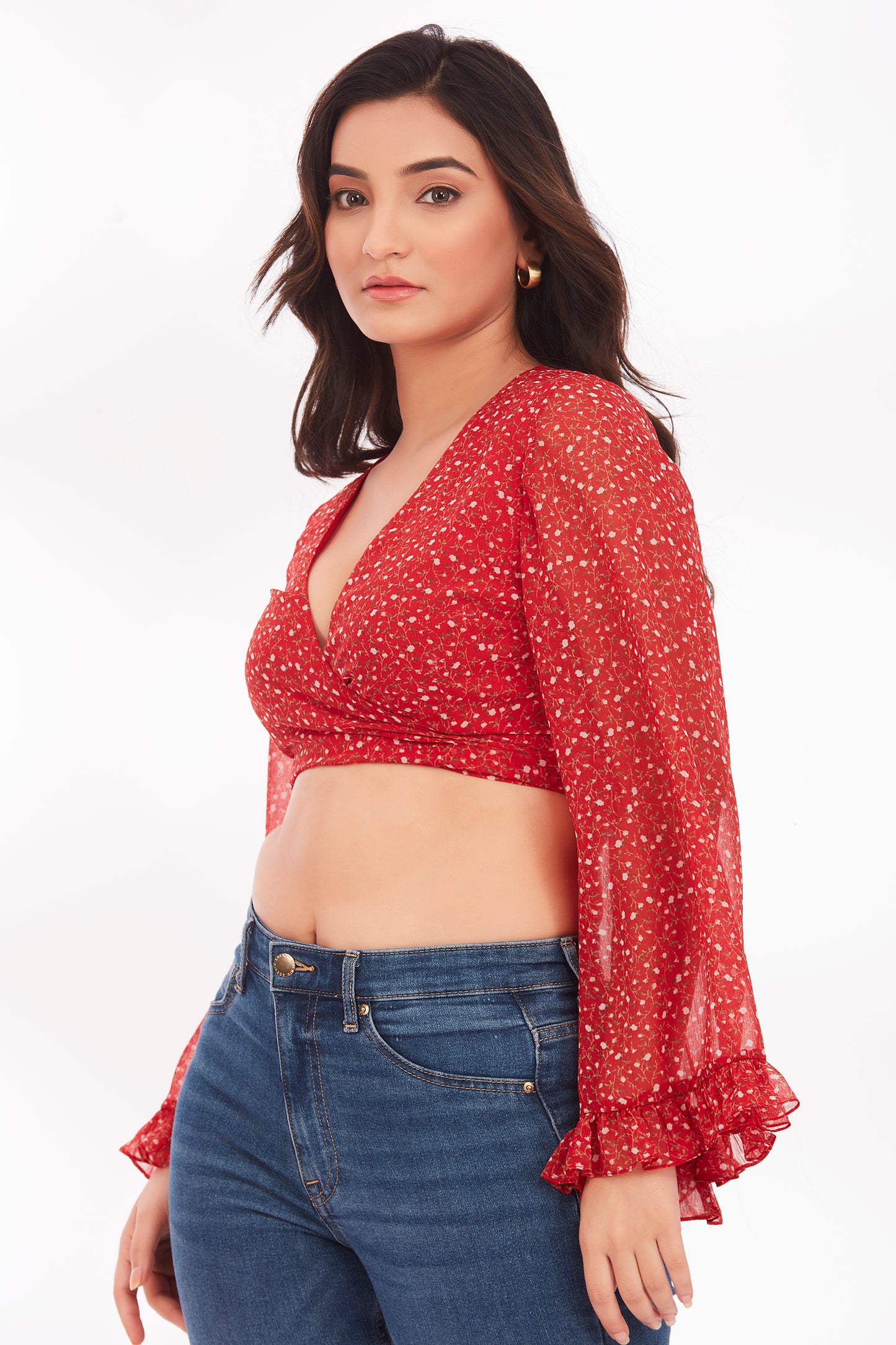 Ditsy front tie up top