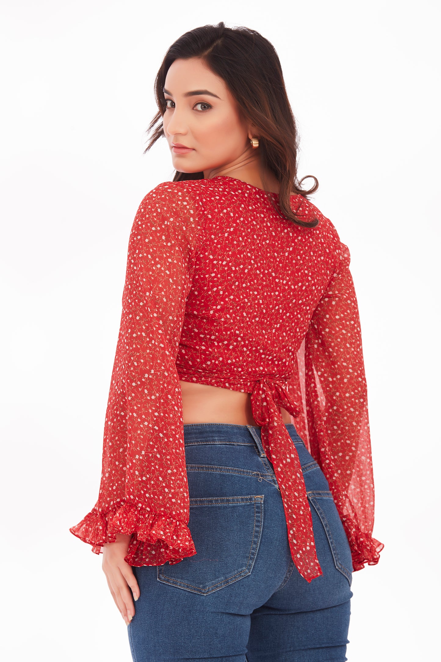 Ditsy front tie up top