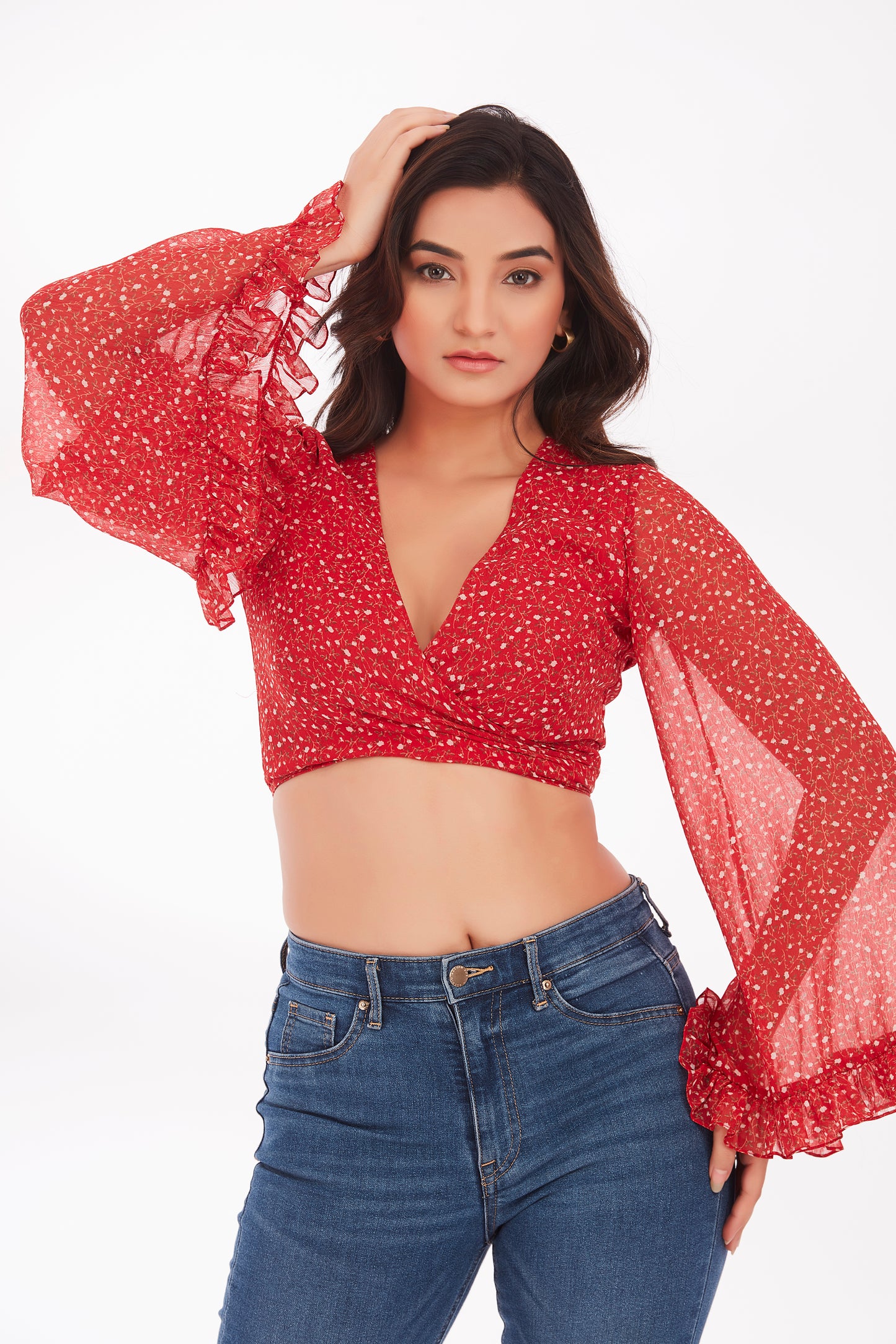 Ditsy front tie up top