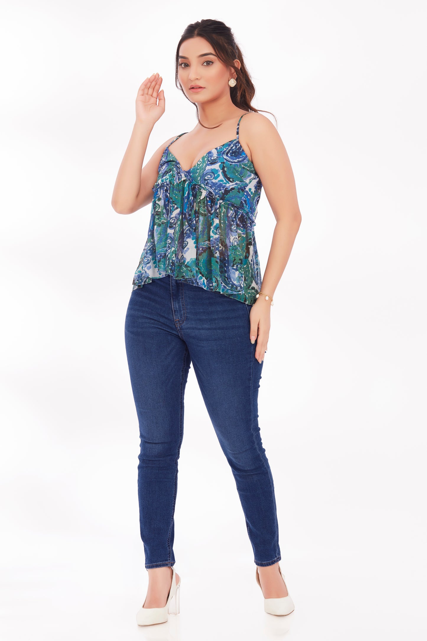 Blue paisley top