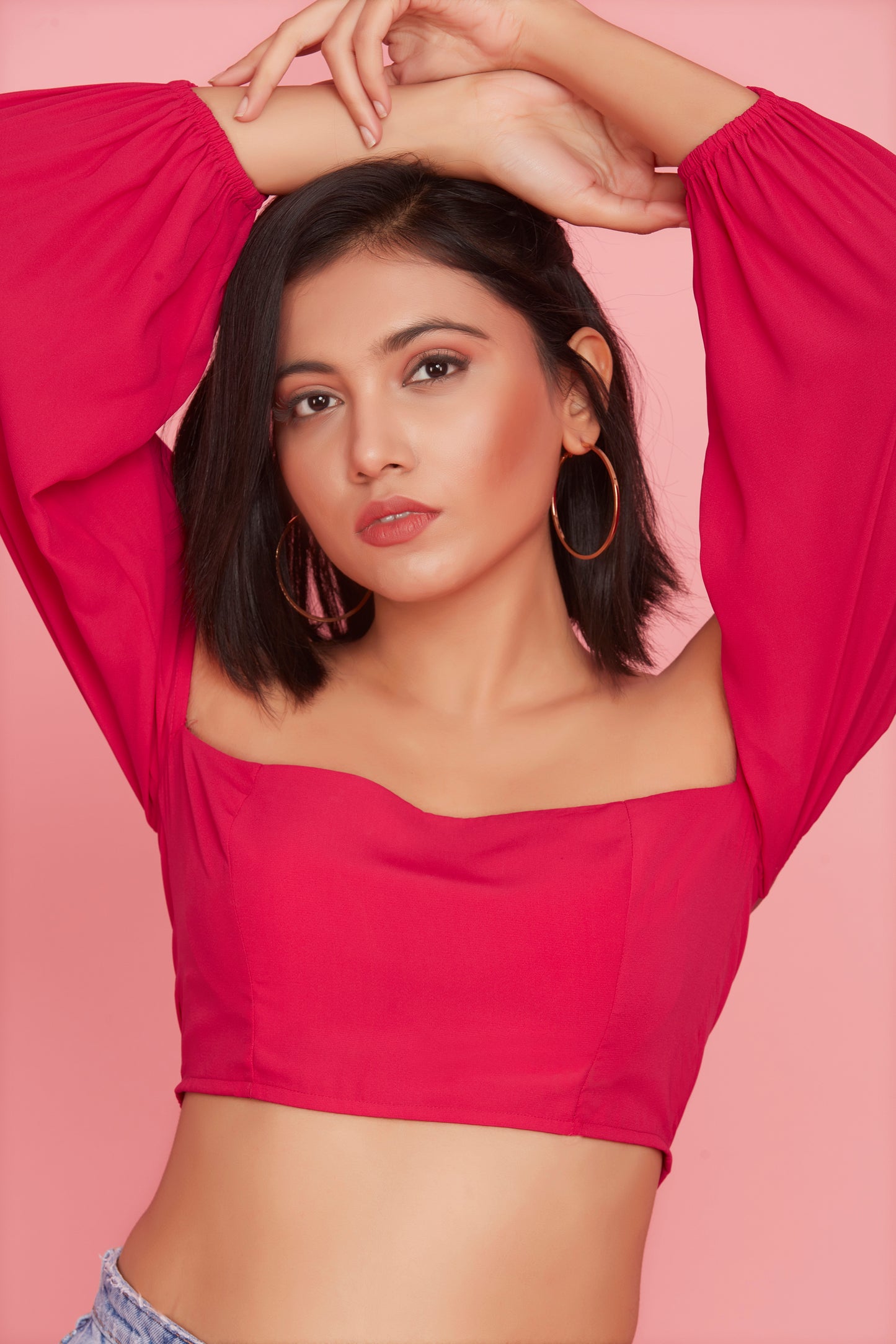 Pink pearl off shoulder top