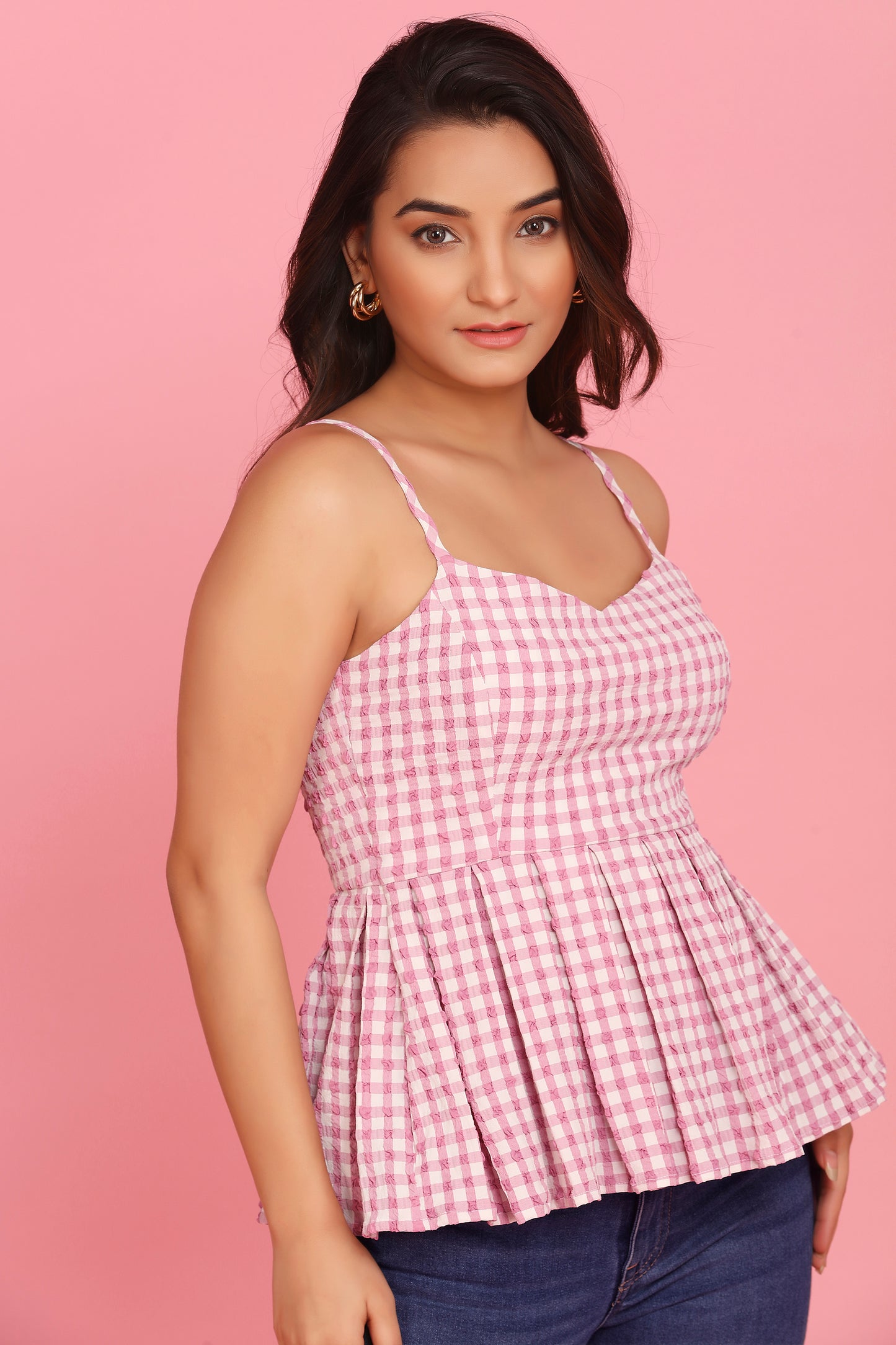 Popcorn peplum top