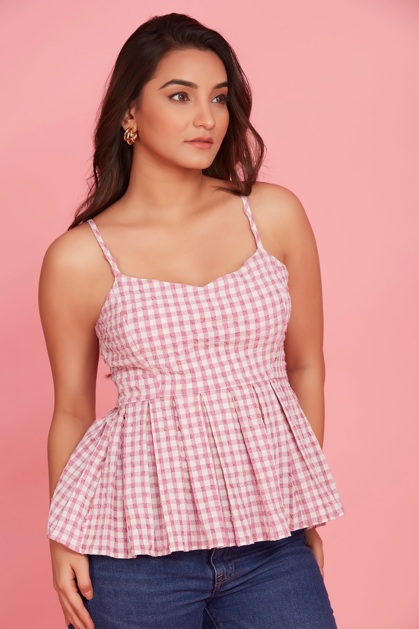 Popcorn peplum top