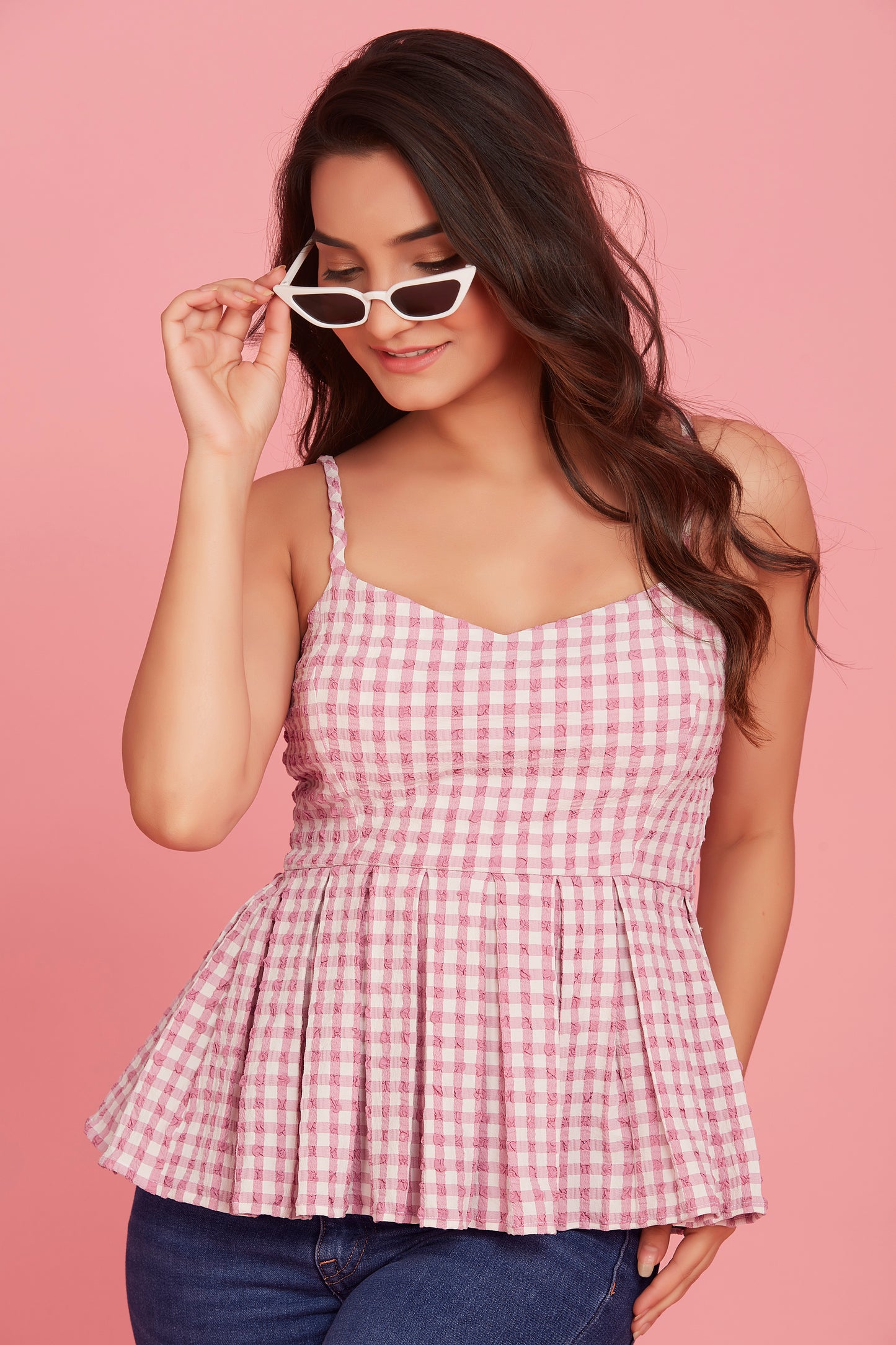 Popcorn peplum top