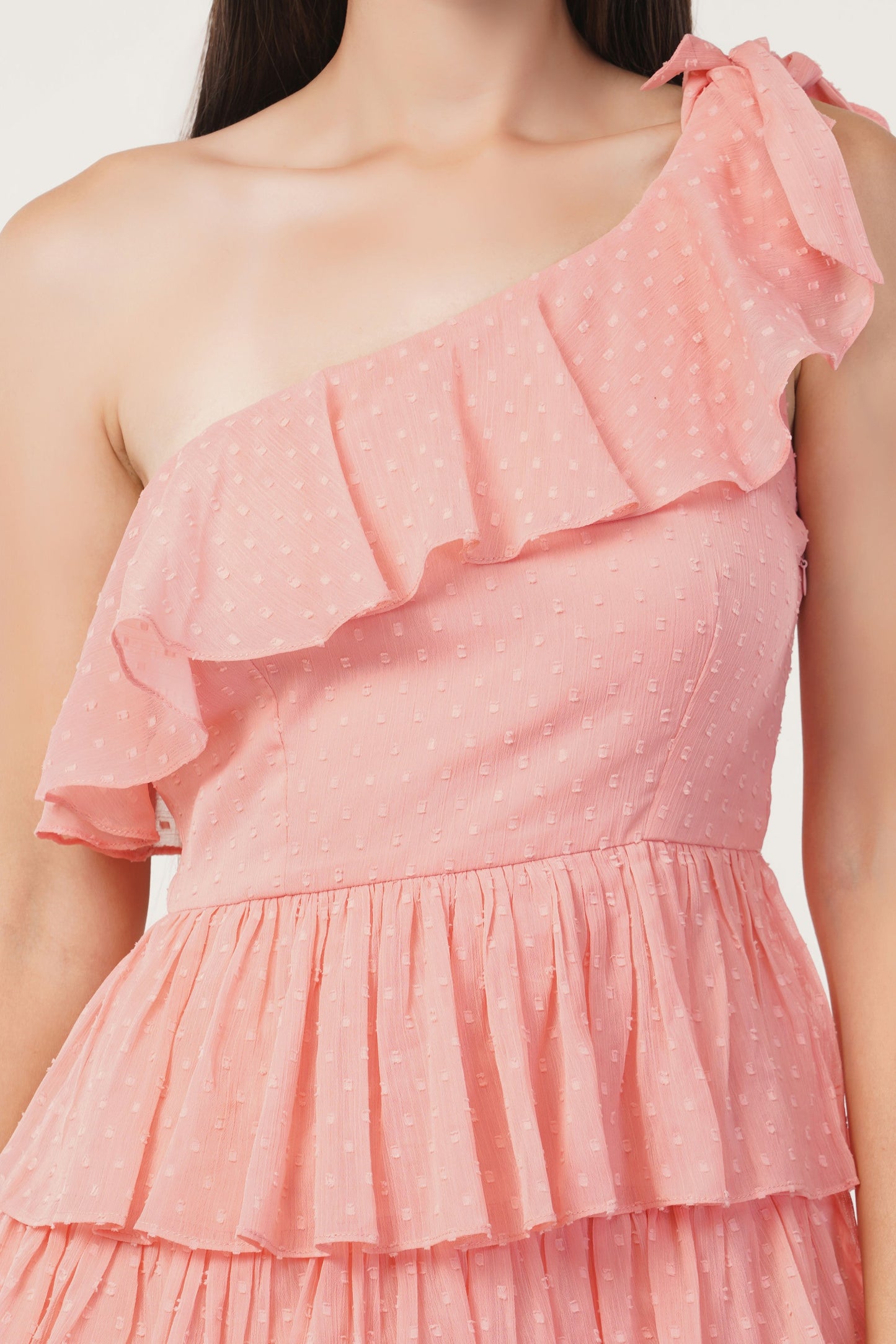 PEACHY PINK SWAN LAYERED DRESS
