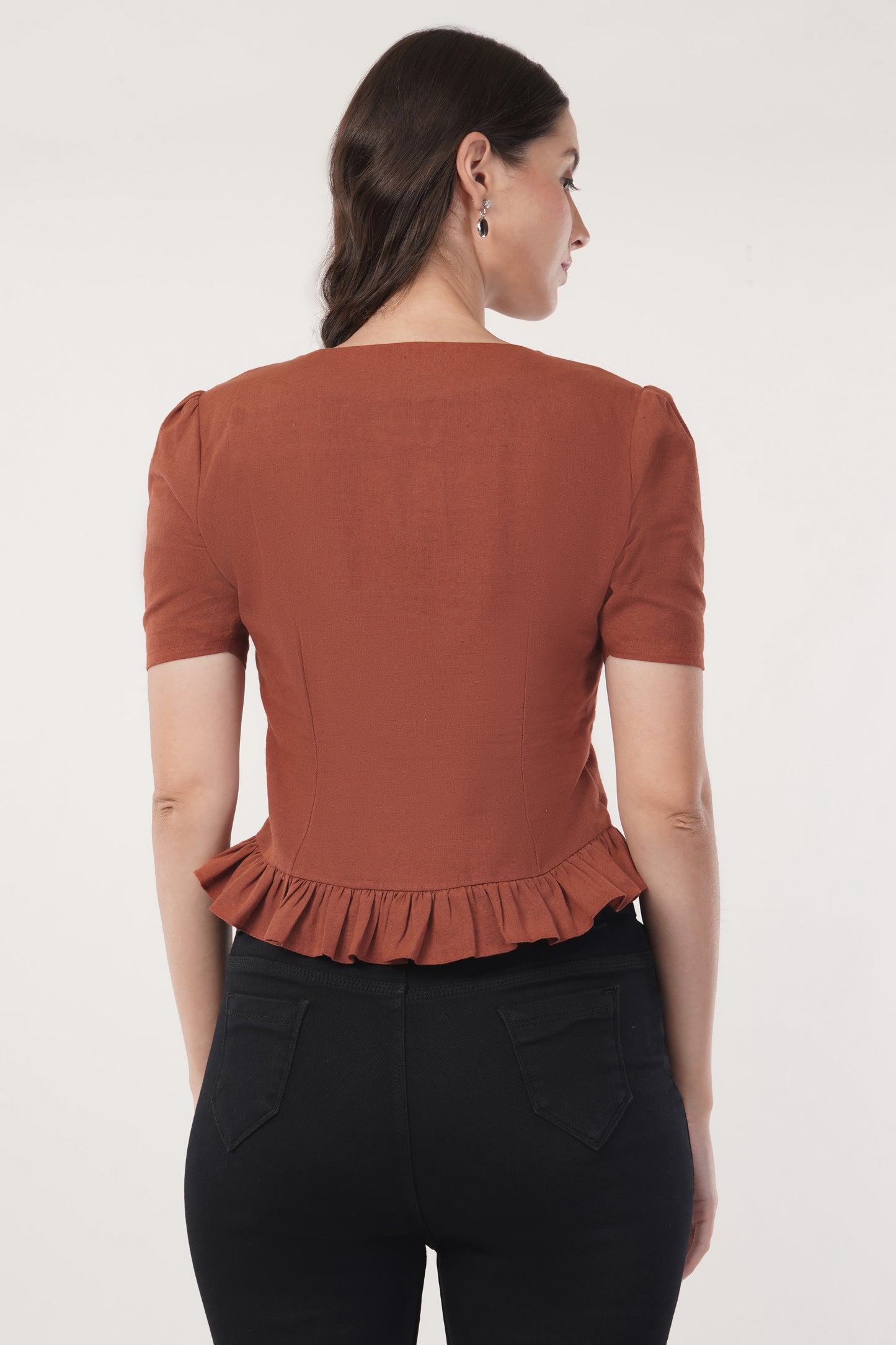 Button up V neck top