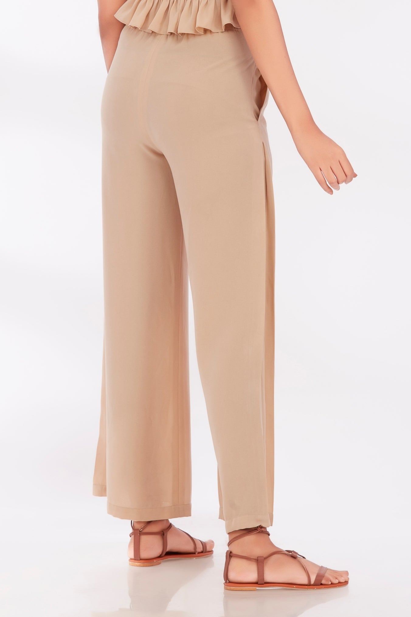 Beige slit pants