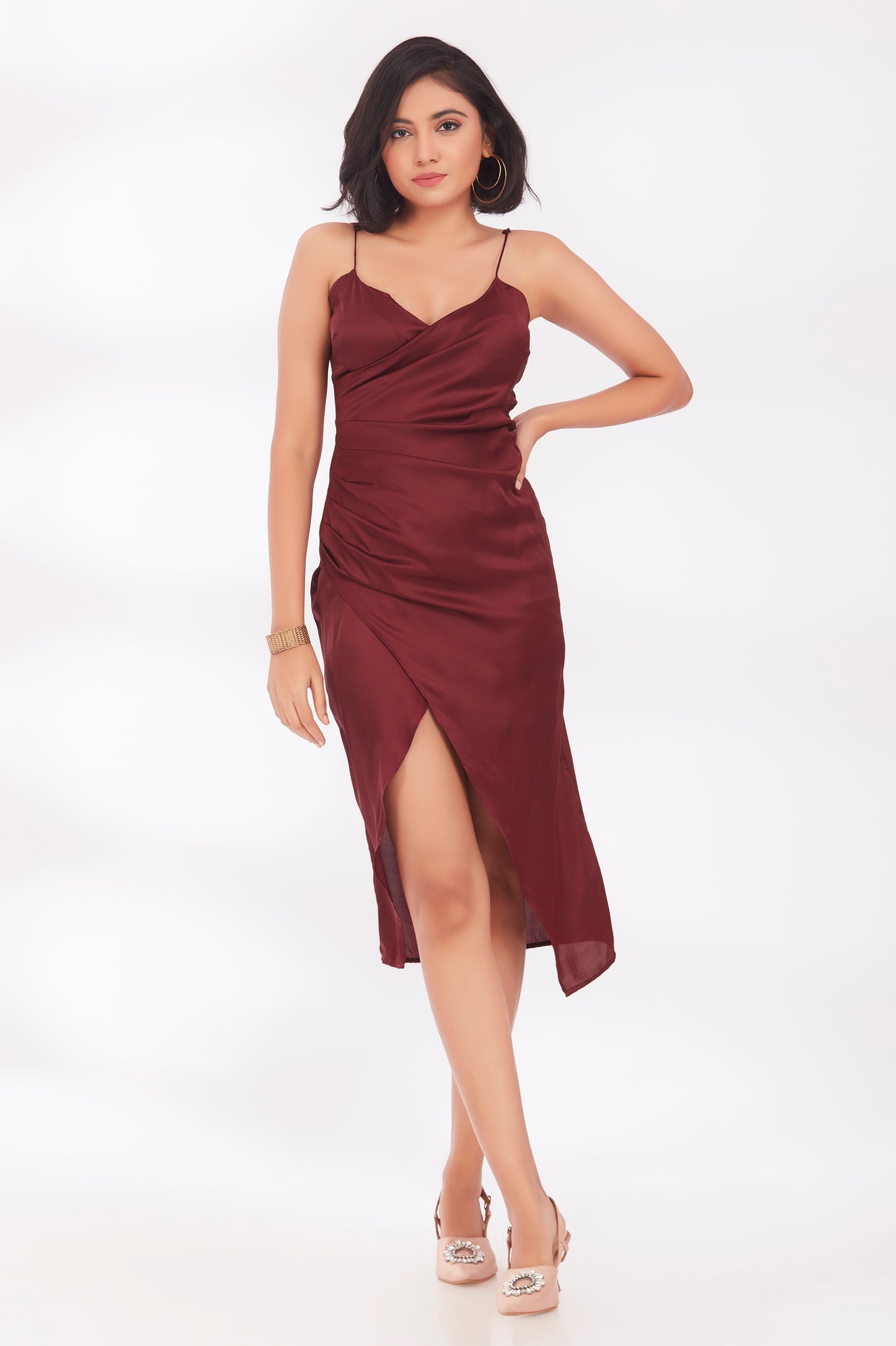 Wine Satin Drape