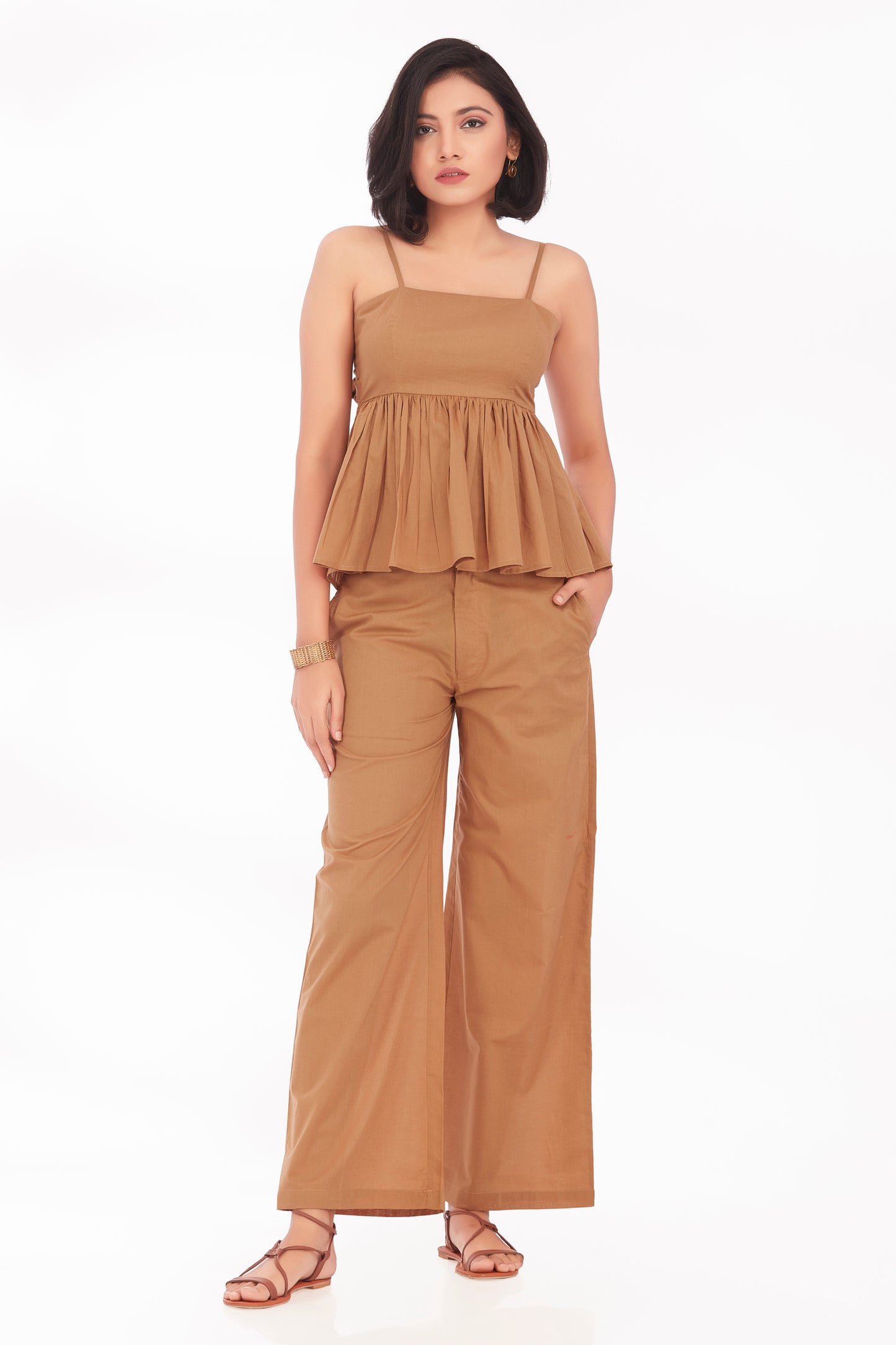 Caramel peplum set