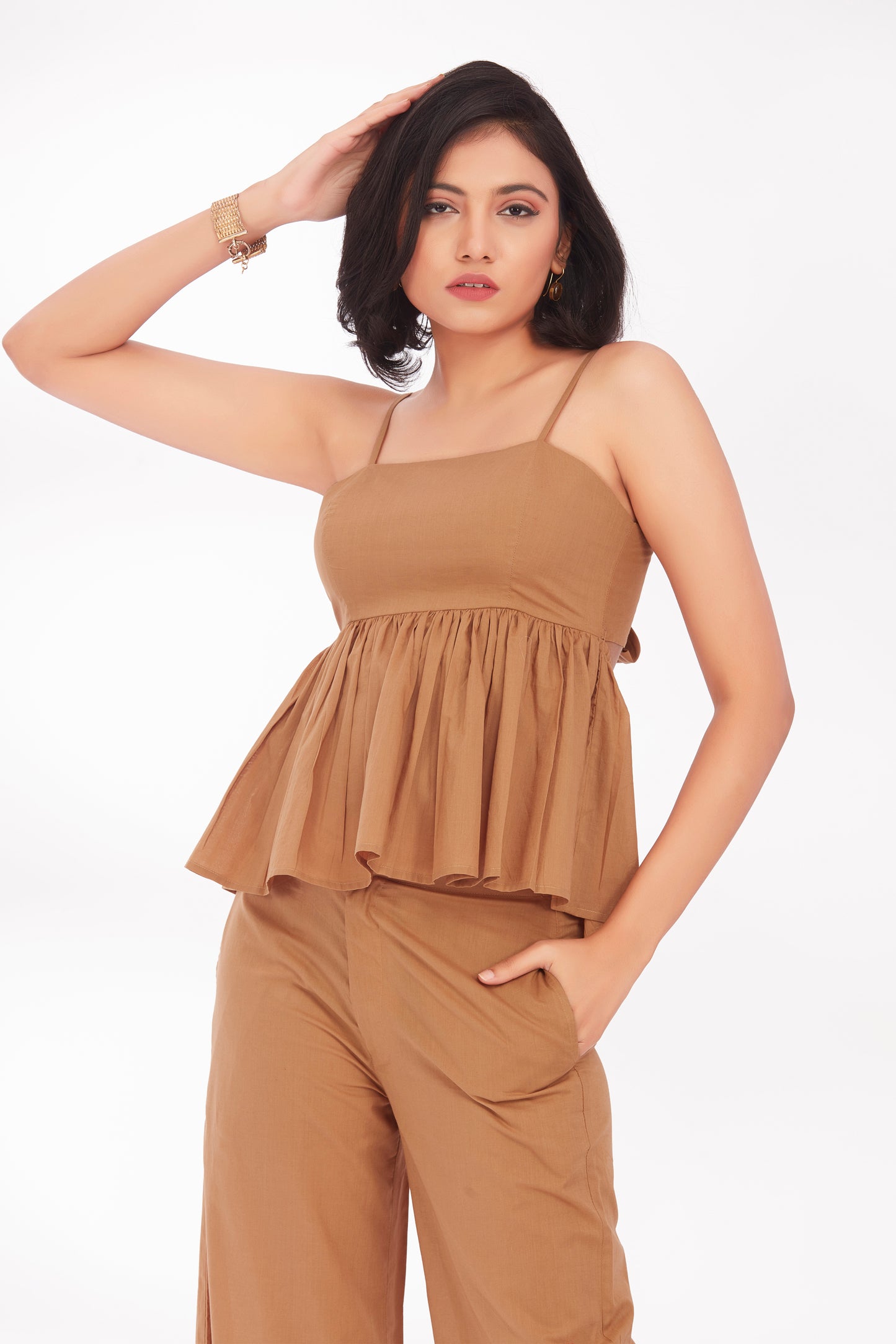 Caramel peplum set