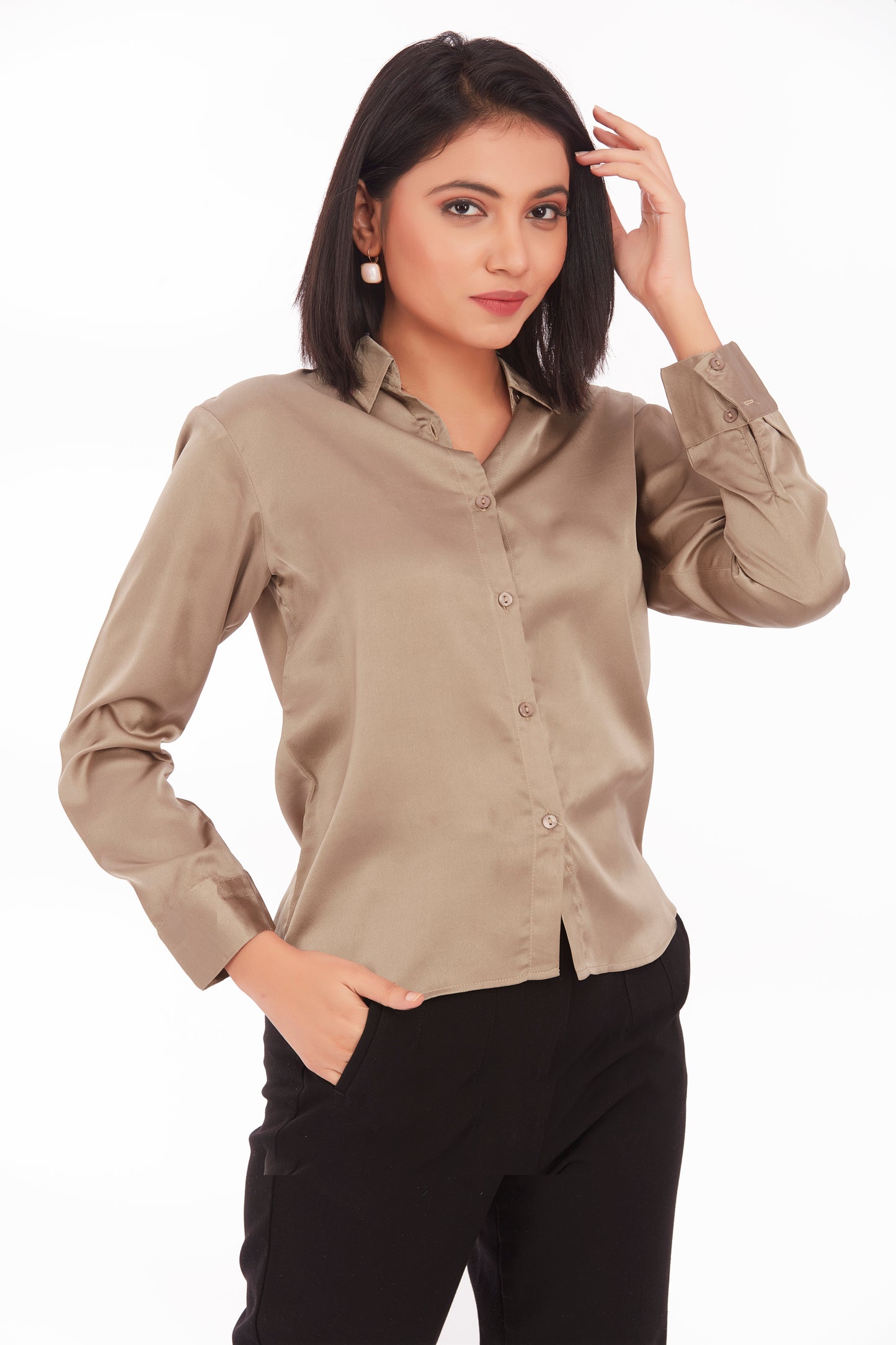 Chocolate satin shirt